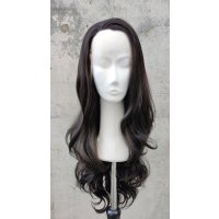 Naturschwarze Lace Front Perücke 75cm gelockt | Cofffee