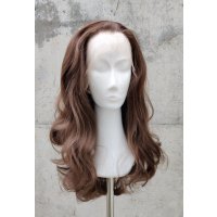 Braune Lace Front Perücke 55cm gelockt | Mocca